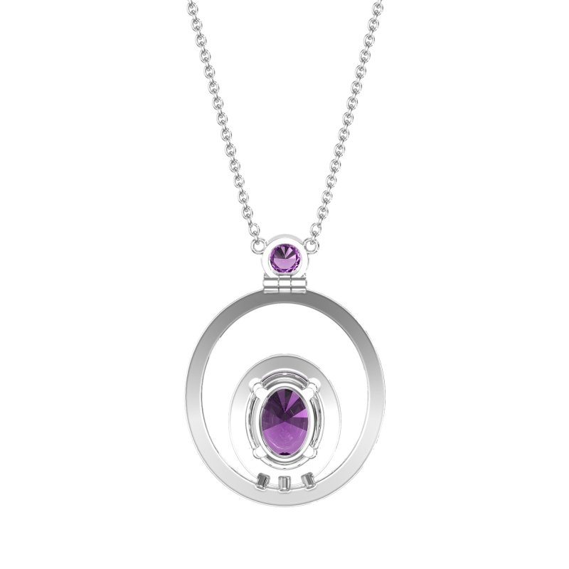 Oval Double Halo Necklace