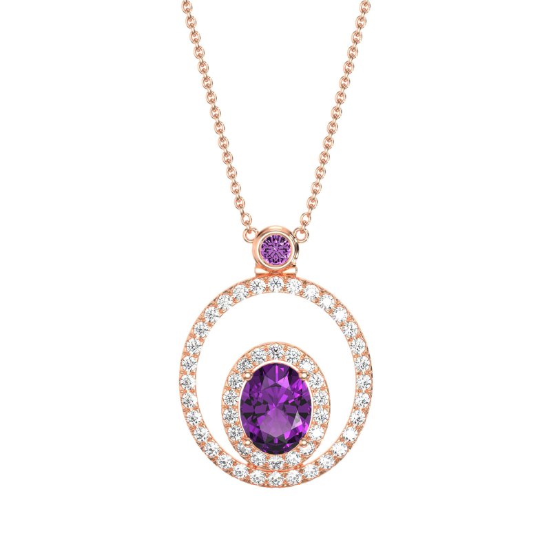 Oval Double Halo Necklace