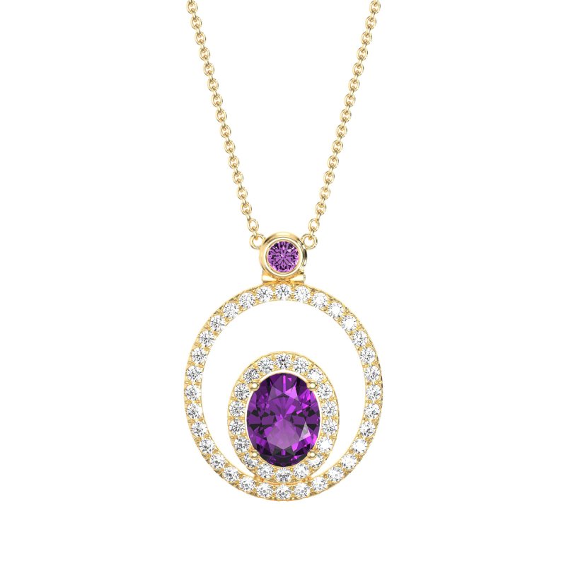 Oval Double Halo Necklace