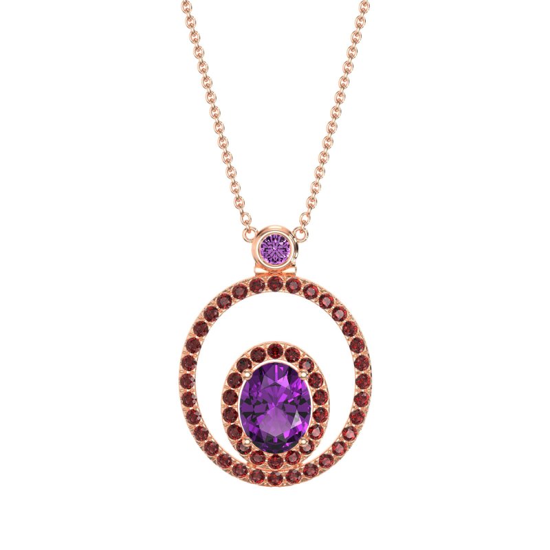 Oval Double Halo Necklace