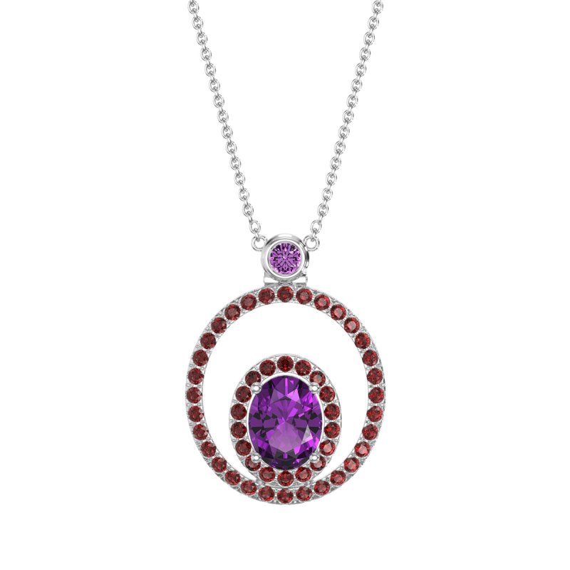 Oval Double Halo Necklace