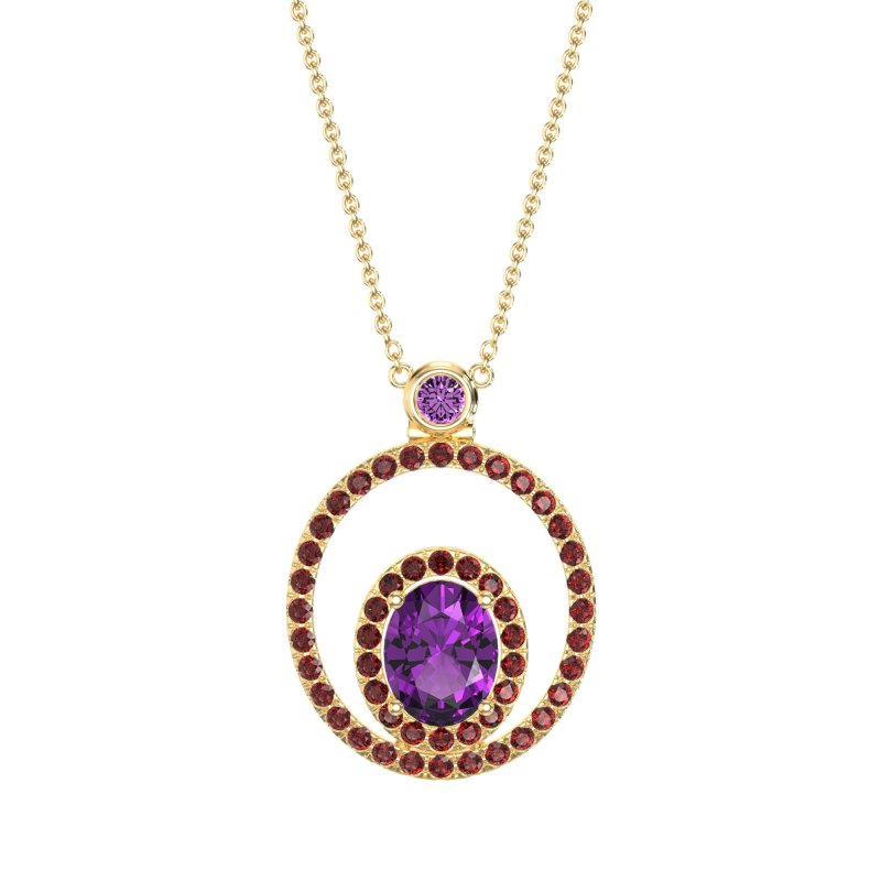 Oval Double Halo Necklace