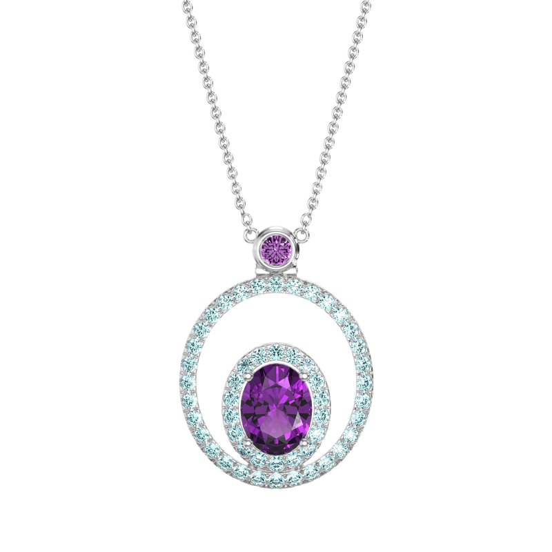 Oval Double Halo Necklace