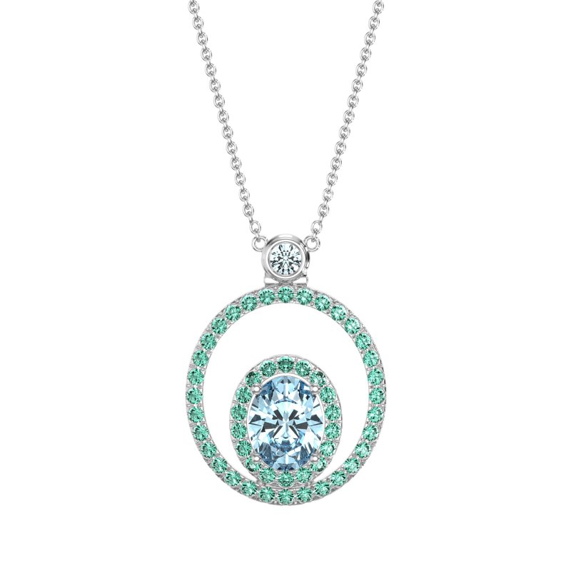 Oval Double Halo Necklace