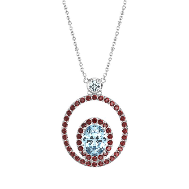 Oval Double Halo Necklace