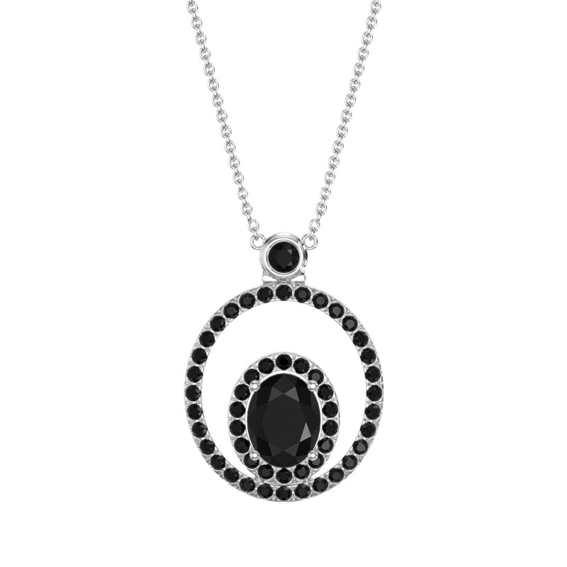 Oval Double Halo Necklace
