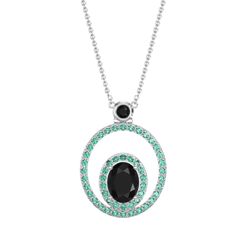 Oval Double Halo Necklace