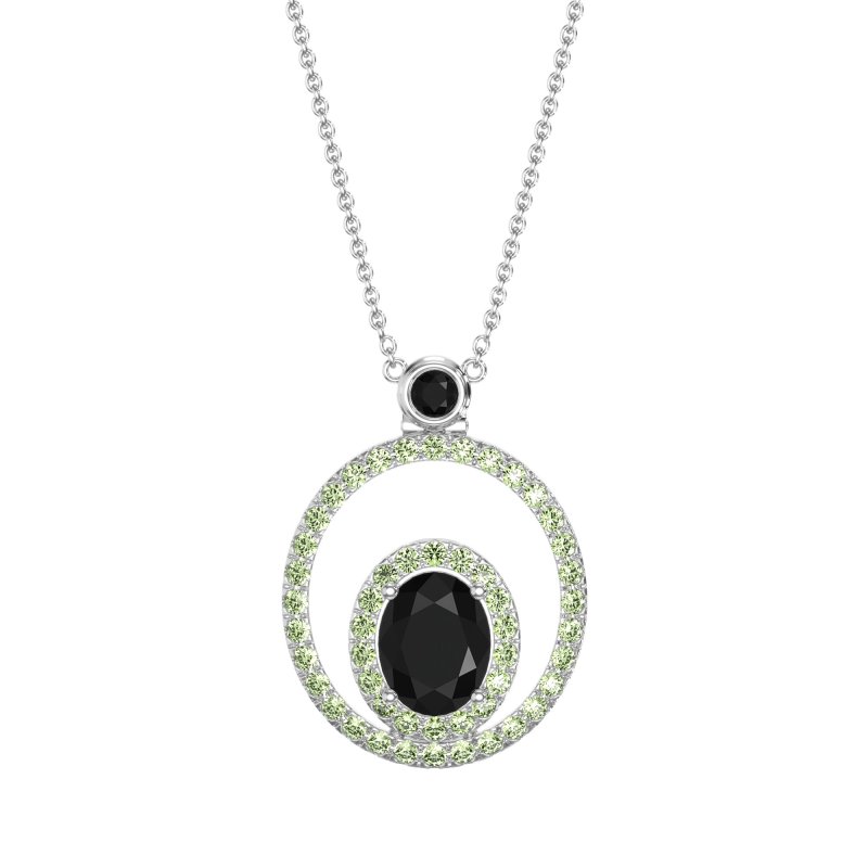 Oval Double Halo Necklace
