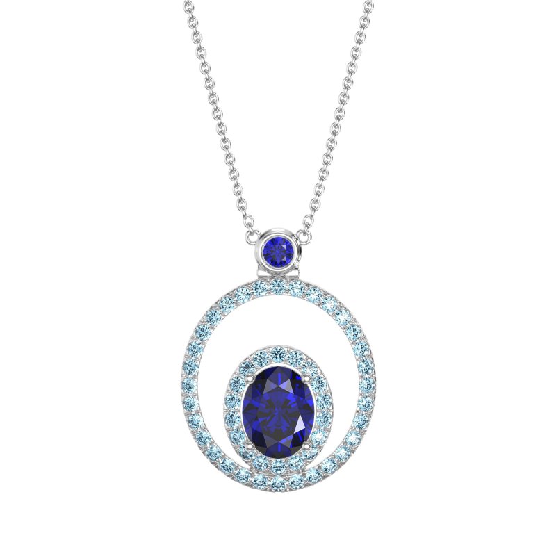 Oval Double Halo Necklace