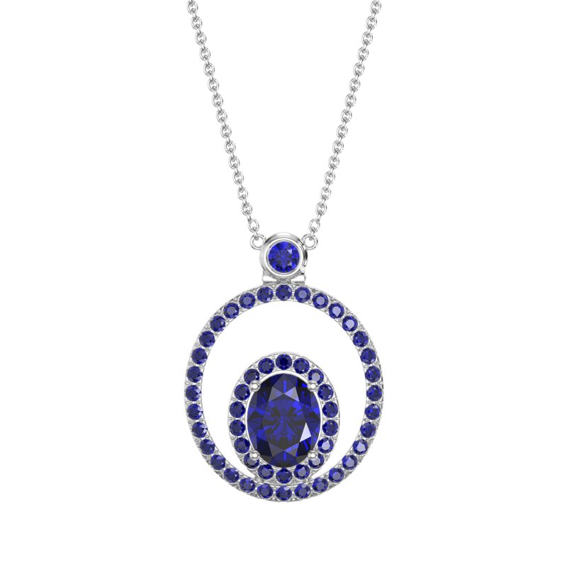 Oval Double Halo Necklace