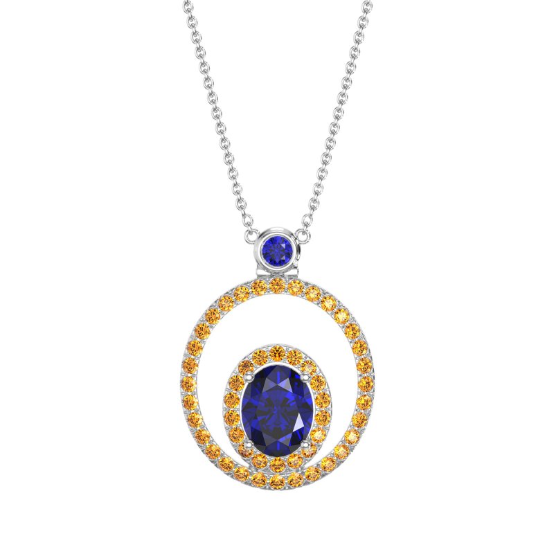 Oval Double Halo Necklace