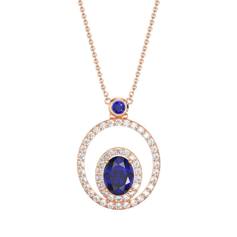 Oval Double Halo Necklace