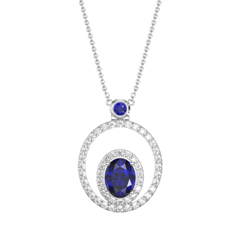 Oval Double Halo Necklace