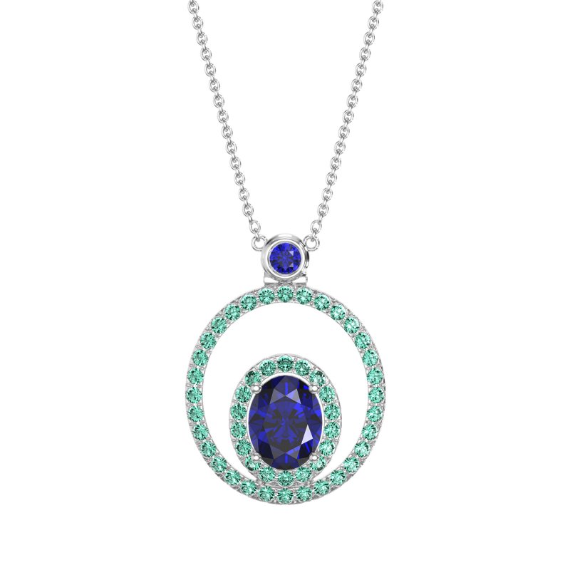 Oval Double Halo Necklace