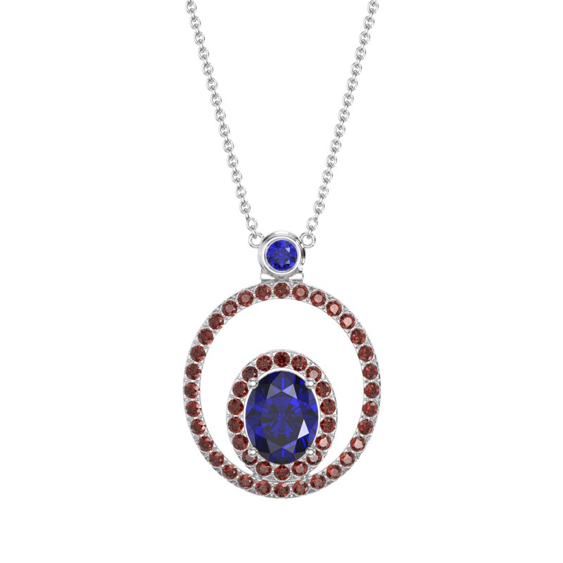 Oval Double Halo Necklace
