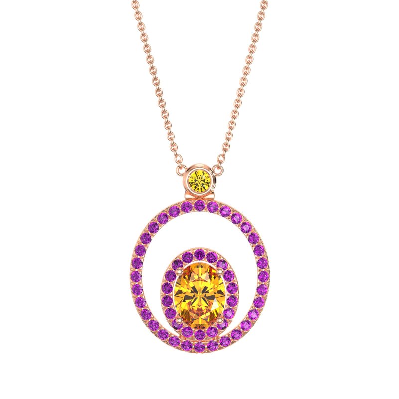 Oval Double Halo Necklace