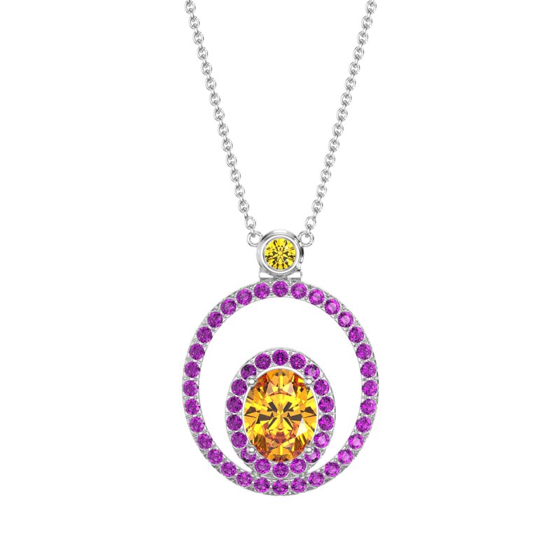 Oval Double Halo Necklace