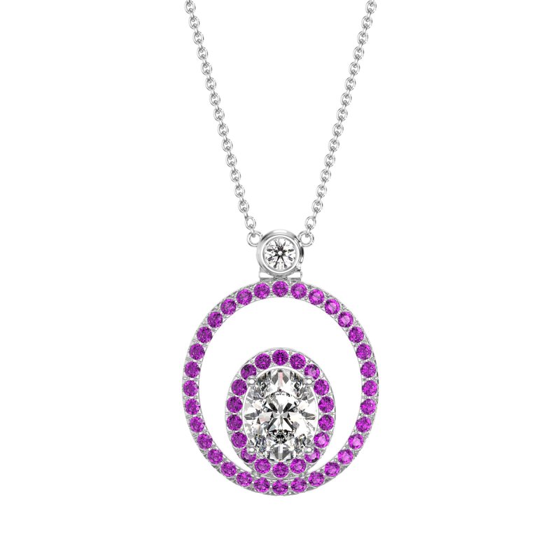 Oval Double Halo Necklace