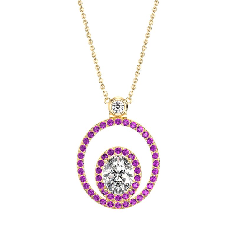 Oval Double Halo Necklace