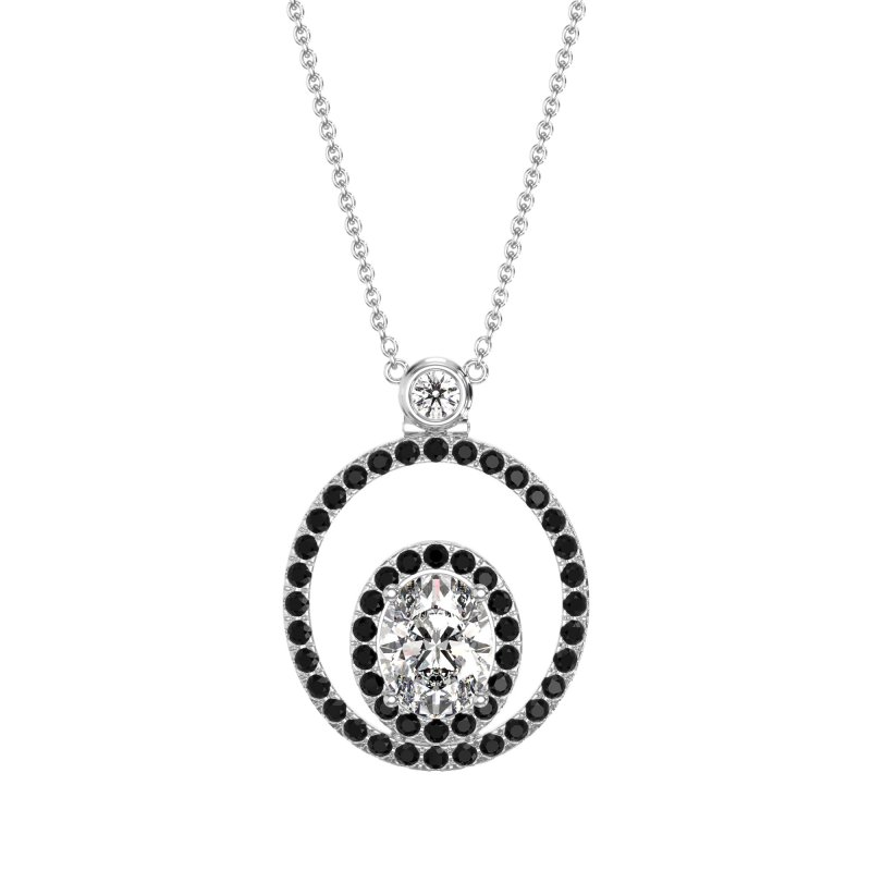 Oval Double Halo Necklace