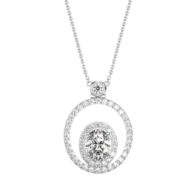 Oval Double Halo Necklace