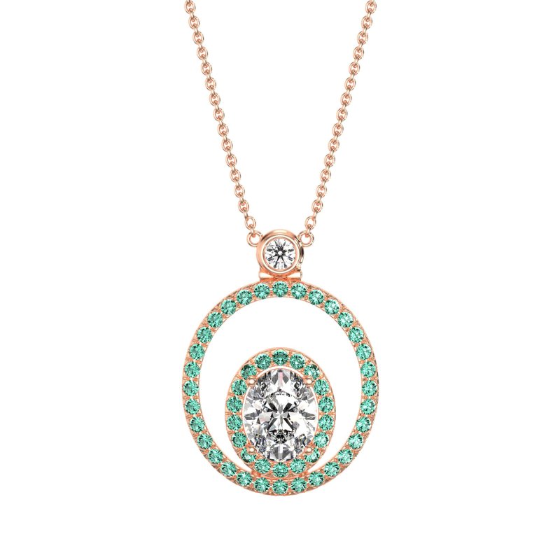 Oval Double Halo Necklace