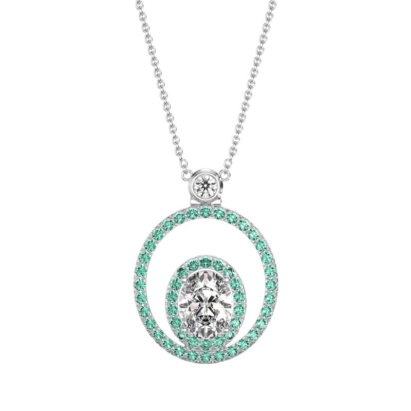 Oval Double Halo Necklace
