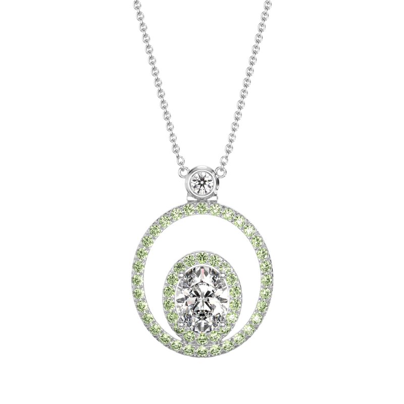 Oval Double Halo Necklace