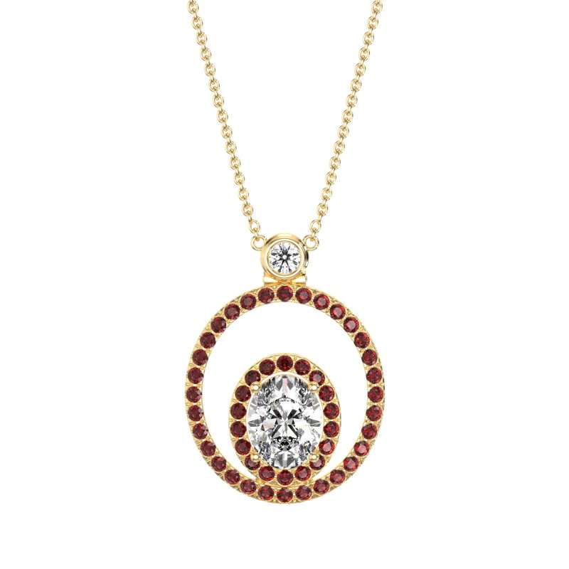 Oval Double Halo Necklace