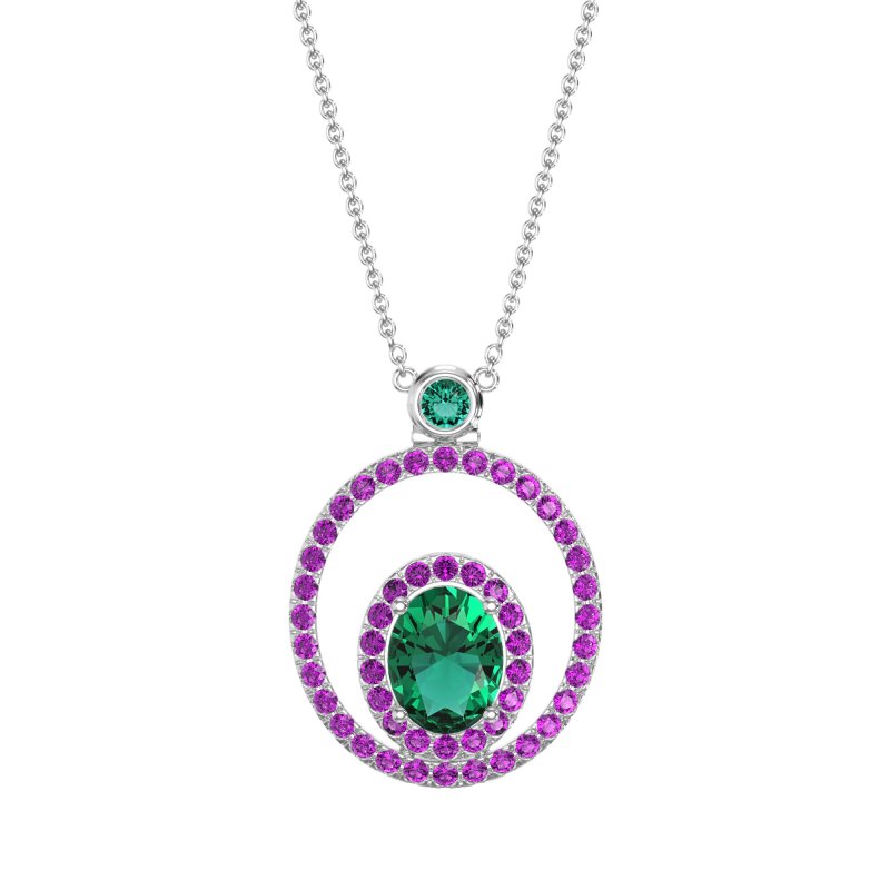Oval Double Halo Necklace