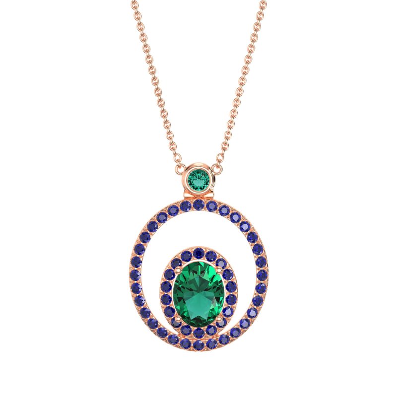 Oval Double Halo Necklace