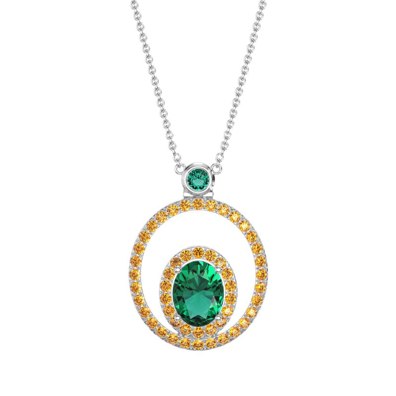 Oval Double Halo Necklace