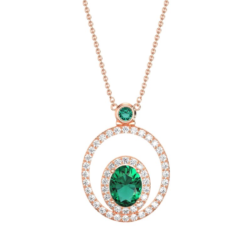 Oval Double Halo Necklace