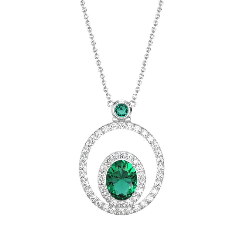 Oval Double Halo Necklace