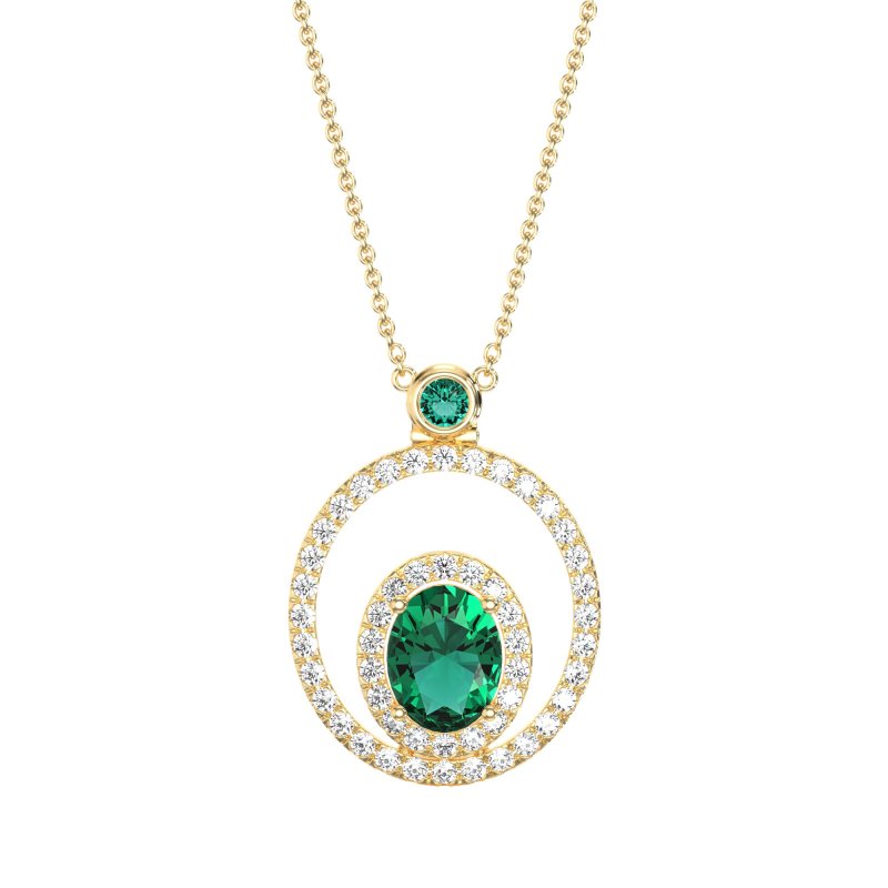 Oval Double Halo Necklace