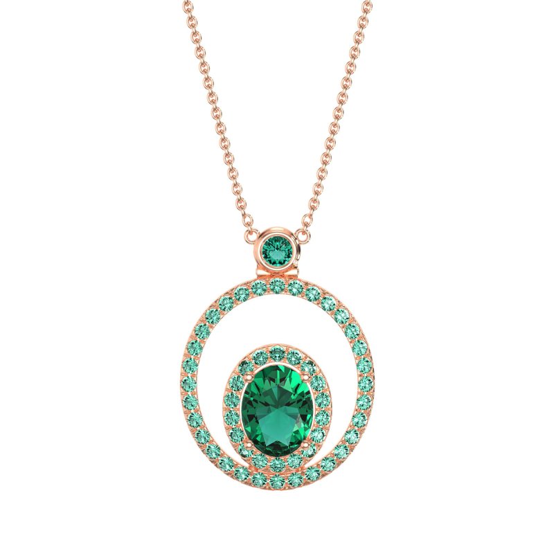Oval Double Halo Necklace