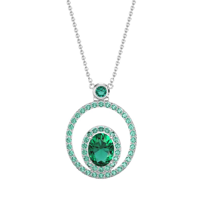 Oval Double Halo Necklace