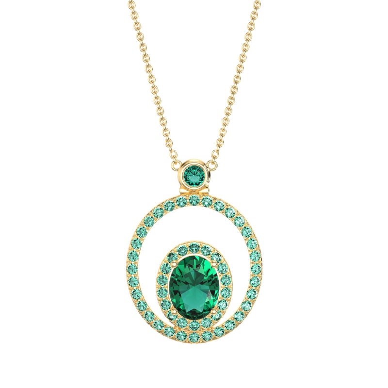 Oval Double Halo Necklace