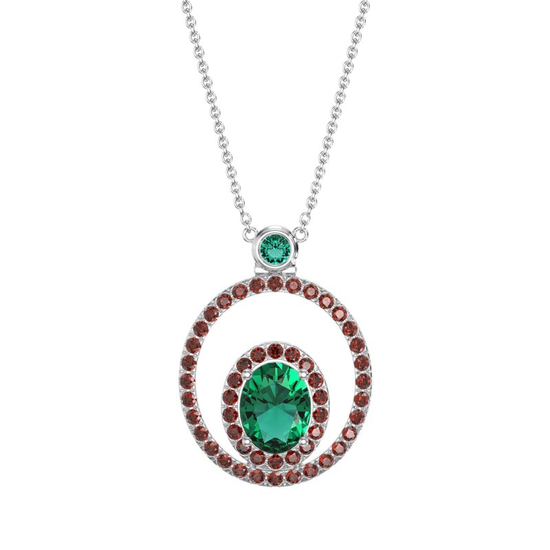 Oval Double Halo Necklace