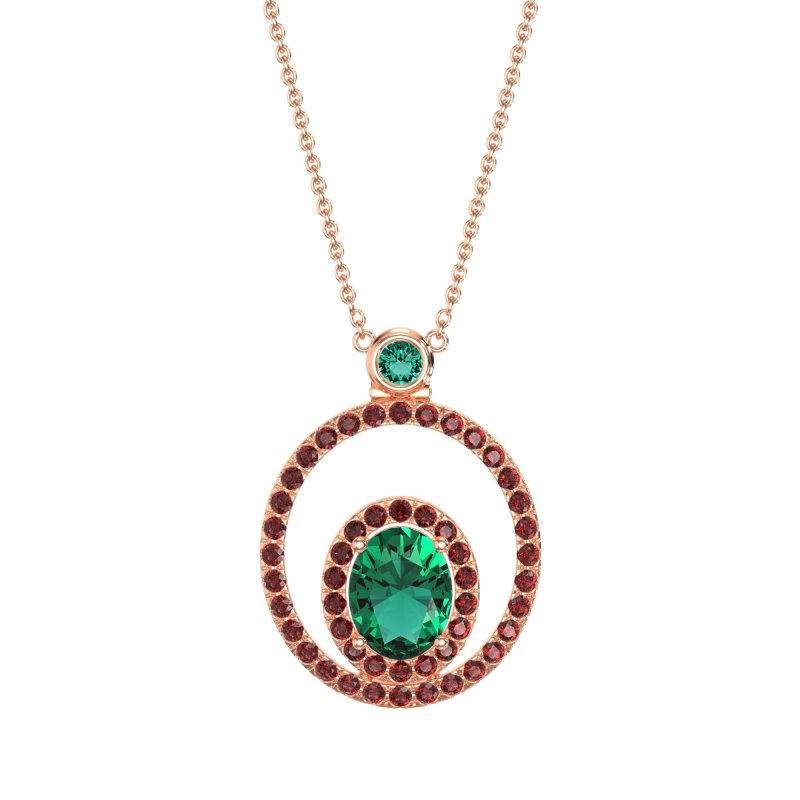 Oval Double Halo Necklace