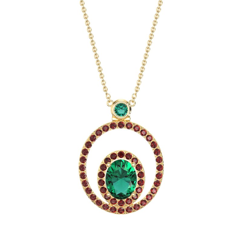 Oval Double Halo Necklace