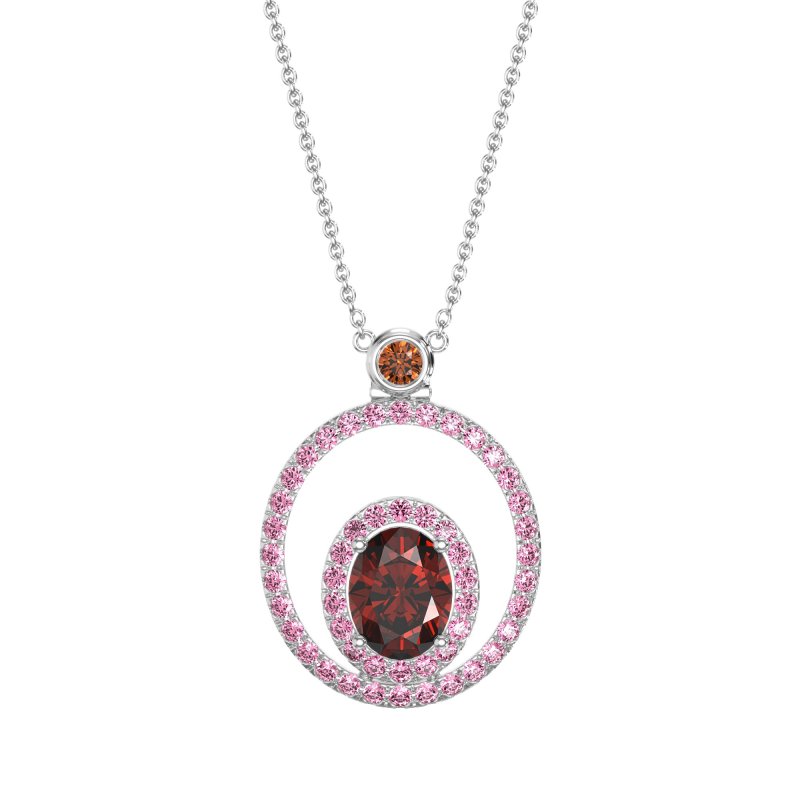 Oval Double Halo Necklace