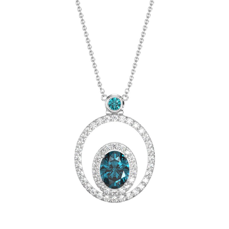 Oval Double Halo Necklace