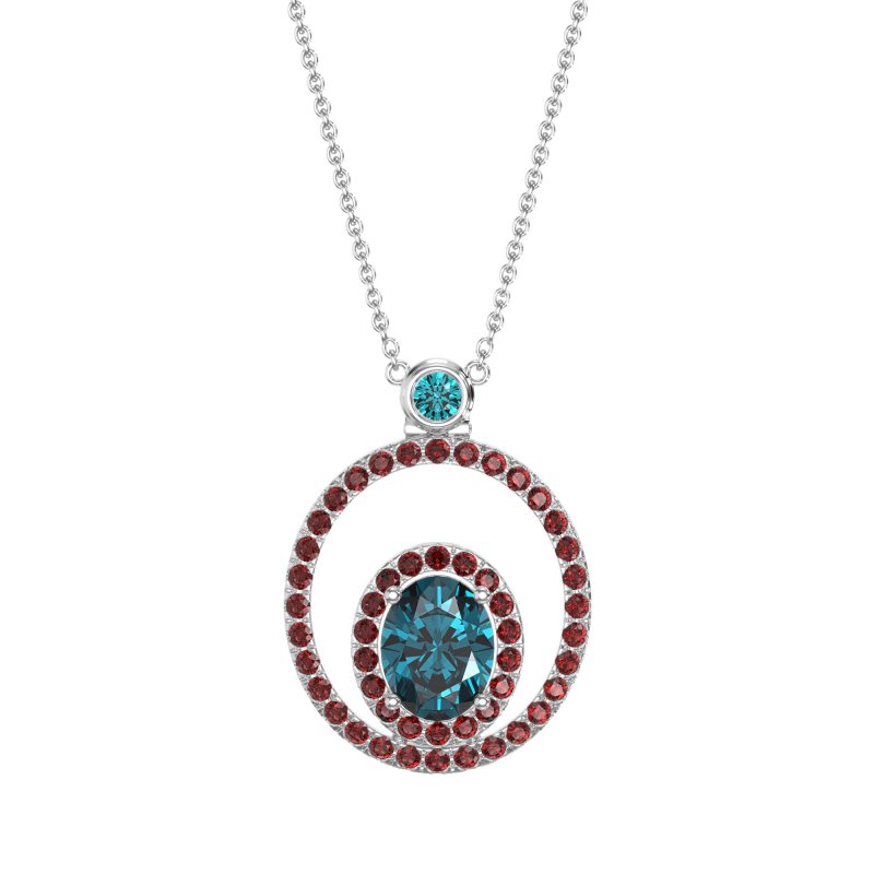 Oval Double Halo Necklace