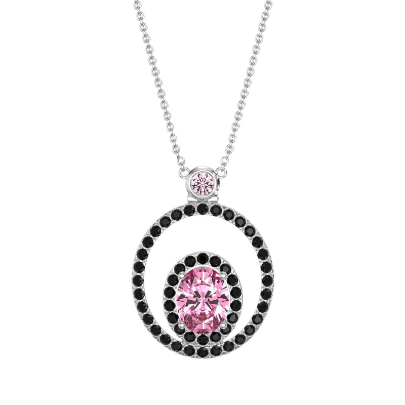 Oval Double Halo Necklace