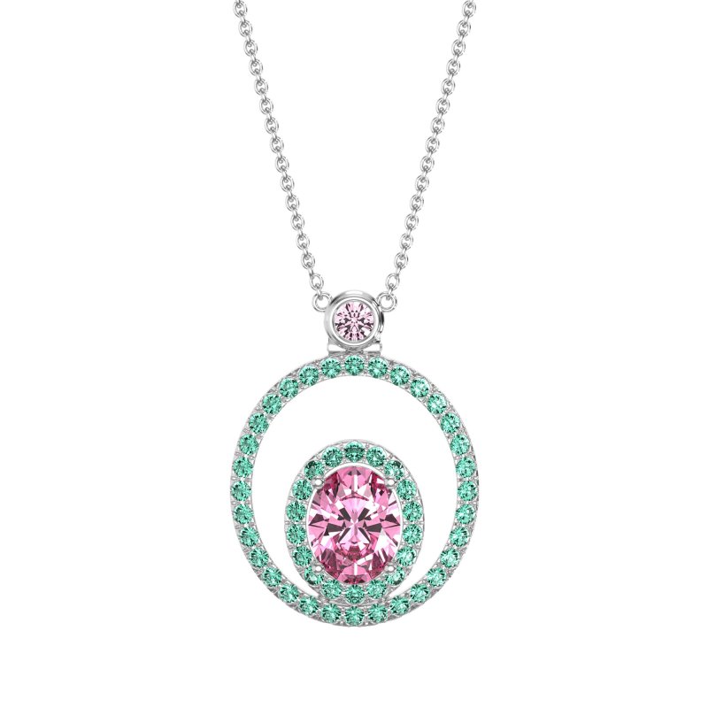 Oval Double Halo Necklace