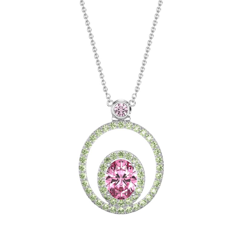 Oval Double Halo Necklace