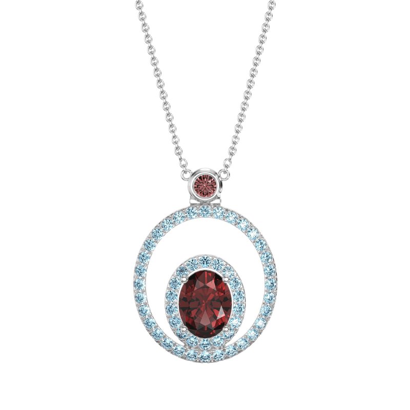 Oval Double Halo Necklace