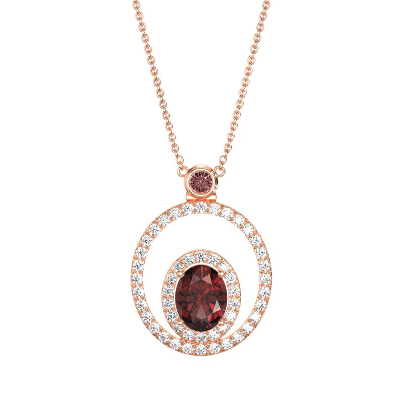 Oval Double Halo Necklace