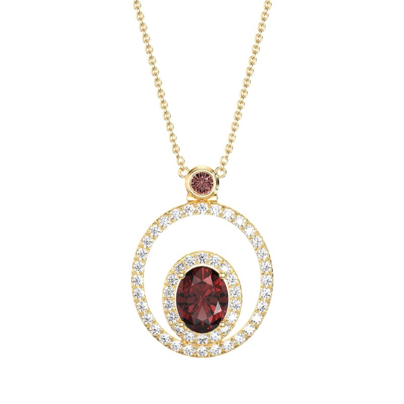 Oval Double Halo Necklace